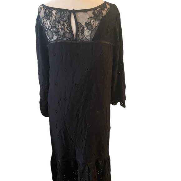 Sundance Nadine Drop Waist Lace Eyelet Midi Shift dress - Picture 3 of 12